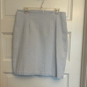 Kim Rogers Light Blue and White Seersucker Skirt